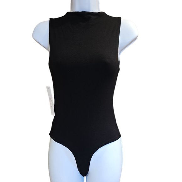 Live In The Moment Tops - Live In The Moment Black Cowl Neck Sleeveless Thong Body Suit Women's Size Small
